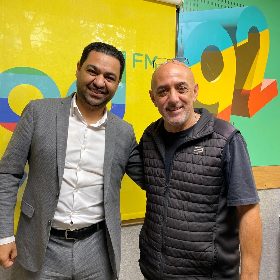 Islam AbouElEnein with the show host in the Mood FM studio